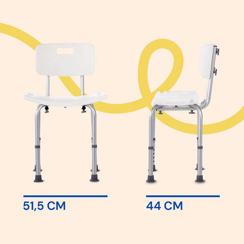 Duschstuhl mit Rückenlehne und höhenverstellbar