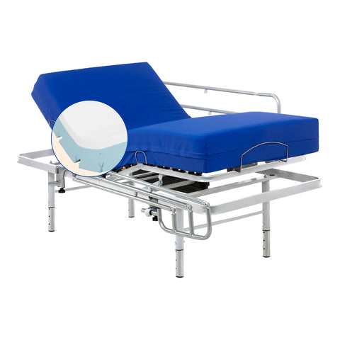 Set verstellbares Pflegebett mit viskoelastischer Matratze Professional V6 (80x190 cm, Bettgitte)