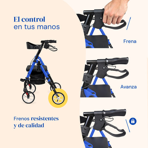 Andador Sigma | Rollator, plegable, 4 ruedas (Azul)