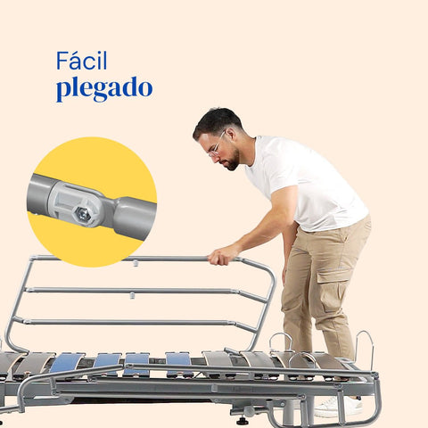 Verstellbares Krankenhausbett mit Hebewagen und Seitengittern - 105x200 cm