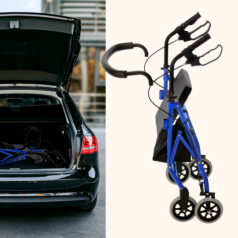 Faltbarer Rollator Gehwagen | Sitz, Korb und 4 Räder