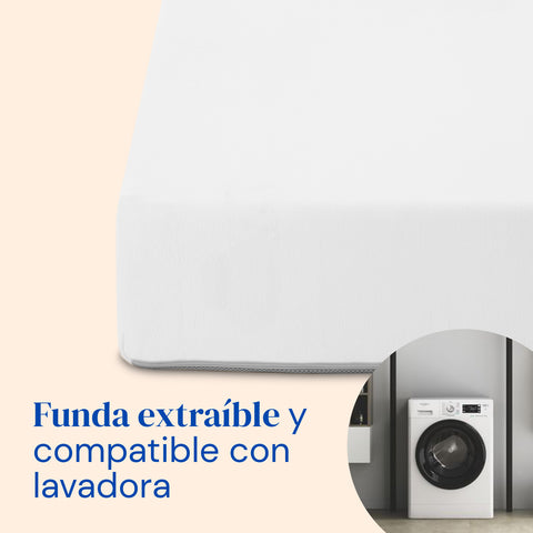 funda extraíble y compatible con lavadora
